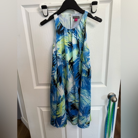 NWT Vince Camuto Summer Splash Poolside Sundress Tropical Palms PXS XS Petite - Picture 1 of 5
